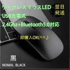 ワイヤレスマウス LED USB充電式 黒