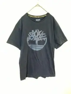ティンバーランド　Timberland　Tシャツ　メンズM　黒　綿　前面ロゴ