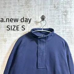 a.new day ネイビー ハーフジップ トレーナー