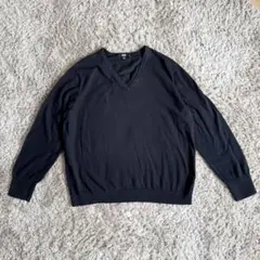 UNIQLO ユニクロ Vネック長袖ニット 黒 サイズXL
