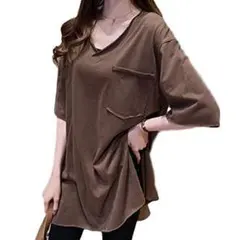 Tシャツ レディース Vネック カットソー 半袖 無地 トップス S サイズ