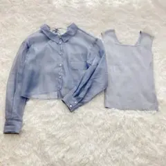 24SS アプワイザーリッシェ クロップド シアーシャツ 2WAYニットセット
