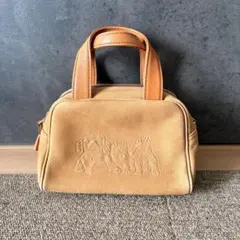 Kitamura 犬型押し レザー ミニハンドバッグ キャメル