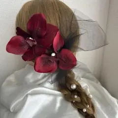 胡蝶蘭髪飾り　成人式髪飾り　前撮り髪飾り　結婚式髪飾り