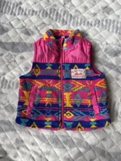 カラフル ベビーベスト 80cm ピンク　フリース