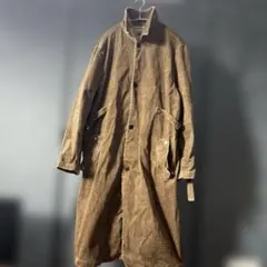 ブラウン コーデュロイ ステンカラーコート　茶色　L 古着