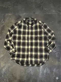 ◎90s Old UNIQLO 紺タグ アクリル チェックネルシャツ