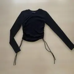 ZARA ザラ　シャーリング　クロップド丈トップ　　　ロンT ギャザー　調節