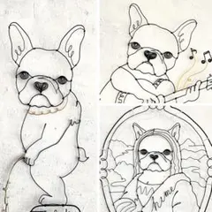 （専用）ギターを弾くフレンチブルドッグのワイヤーアート他3点