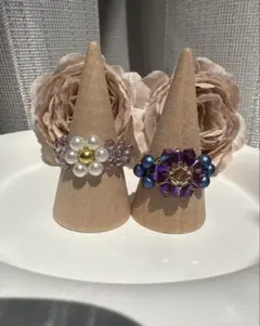 大きなお花のリングとフラワーリング (bluepurple)