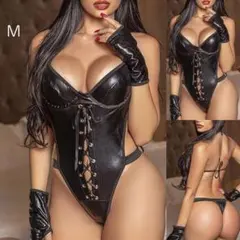 セクシー　ボディスーツ《ブラック　M》ボンテージ　パテントレザー　コスチュームのサムネイル