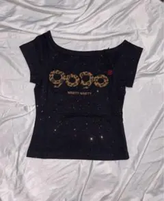 9090 girl OG Logo Off ShoulderGlitterTee