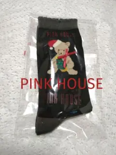 ❁PINK HOUSE❁クリスマスベアーズソックス ブラック
