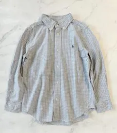 【美品】ラルフローレン キッズ 長袖シャツ 130（7）ブルー チェック