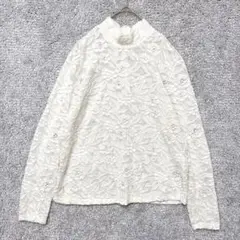 2546 花柄 総レース ハイネック プルオーバー F アイボリー 華やか 上品