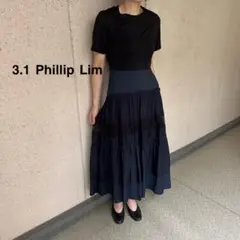 3.1 Phillip Lim　異素材コンビロングワンピース　ネイビー