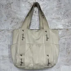 【 5540番】 agnes b. ロゴ入りキャンバストートバッグのサムネイル