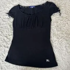 美品BURBERRY BLUELABEL トップス　黒　ノバチェックリボン38