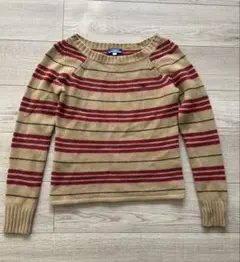 バーバリーブルーレーベル　ボーダーニット　ホースロゴ刺繍　三陽商会　ウール