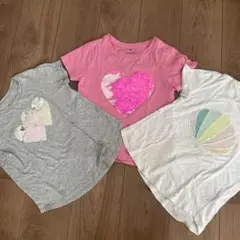 ハートと貝殻 スパンコール　Tシャツ3枚セット 120