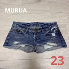 Marcar デニムショートパンツ 23 ペイント・ダメージ加工 ローウエストのサムネイル