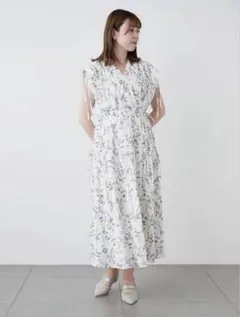 セルフォード プリントリボンノースリーブワンピース