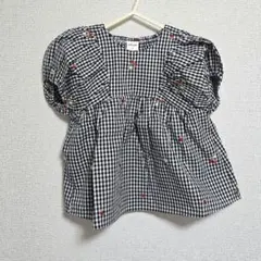 新品 プティマイン いちごパフチュニック 90 ギンガムチェック ブラック