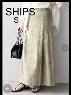 【SHIPS】シップス★S　プリントフレアスカート　オリーブ