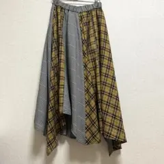 【jeanasis 】ジーナシス 人気✨️アシンメトリーチェック ロングスカート