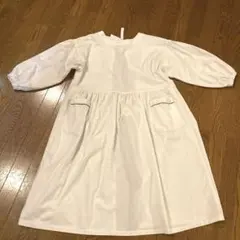 割烹着　エプロンワンピース　白　厚地　サイズF