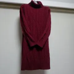 【神戸レタス】バーガンディ ニット タートルネック ワンピース