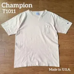 USA製 チャンピオン T1011 ライトピンク ポケット Tシャツ Lサイズ