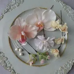 ＊お得なset＊2種の胡蝶蘭の明るいヘアパーツset 髪飾り　結婚式　前撮り