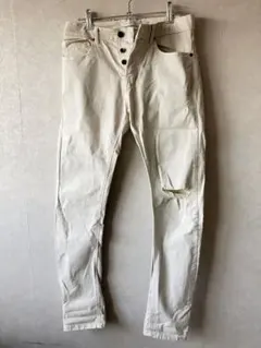 ZARA MAN ホワイトベージュ ダメージチノパン