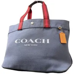 美品✨コーチ トートバッグ ハンド ビジネスバッグ　ネイビー　キャンバス　A4可