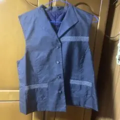 最終値下げ着物リメイクハンドメイド ダークブルー ノースリーブベスト