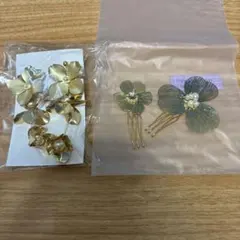 ゴールド花モチーフヘアアクセサリー　ウェディング　結婚式