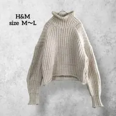 エイチアンドエム チャンキーニット ハイネック セーター ベージュ H0763