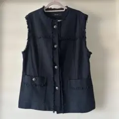 タイムセール24h★allureville 黒 フリンジ ベスト