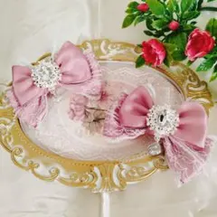 リボン ヘアクリップ 左右2個セット 量産型 地雷系