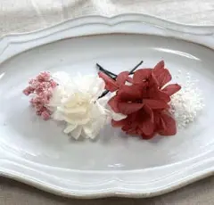 K44ドライフラワー髪飾りヘッドドレス　成人式結婚式前撮り卒業式祭り浴衣七五三