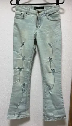 K7179 JEANS ライトブルー フレアパンツ 25