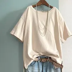 GUジーユー★ヘビーウェイトボックスTシャツ ベージュS