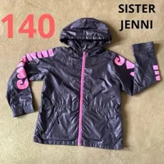 ☆140 SISTERJENNI 黒 ナイロン コート フード 薄手 ポケット☆