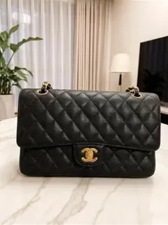 ブラック チェーンショルダーバッグ 25cm