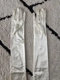 オフホワイト/サテン/ロング/ウェディンググローブ