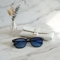 サングラス(ブルー)&ケース(ホワイト)セット 偏光 調光 UVカット