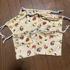 ハンドメイド　ベージュ　巾着5点セット