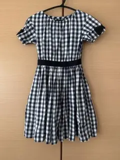 THE SHOP TKチェック柄 半袖ワンピース ネイビー