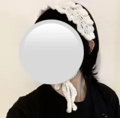 ヘッドドレス フリル かぎ編み ハンドメイド ロリータ 白 編み物 春